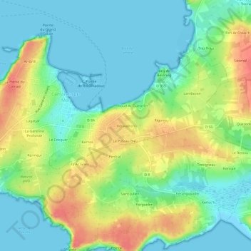 Mappa topografica Keraudren, altitudine, rilievo