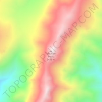 Mappa topografica Tohakum Peak, altitudine, rilievo