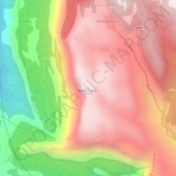 Mappa topografica Bhimashankar, altitudine, rilievo