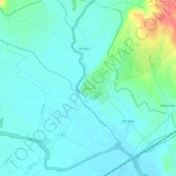 Mappa topografica Peralada, altitudine, rilievo