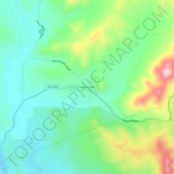 Mappa topografica Glennville, altitudine, rilievo