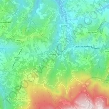 Mappa topografica Contrada Carpelle, altitudine, rilievo