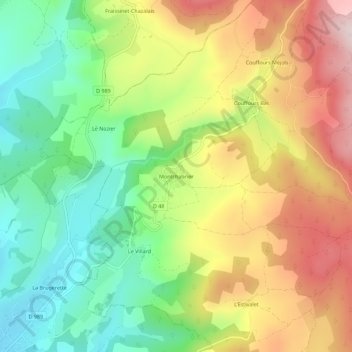 Mappa topografica Montchabrier, altitudine, rilievo
