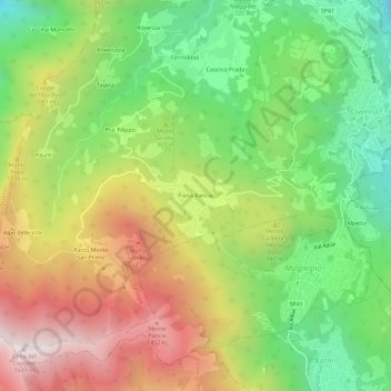Mappa topografica Piano Rancio, altitudine, rilievo