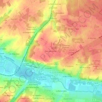Mappa topografica Pièce des Mûriers, altitudine, rilievo