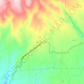Mappa topografica Binukawan, altitudine, rilievo
