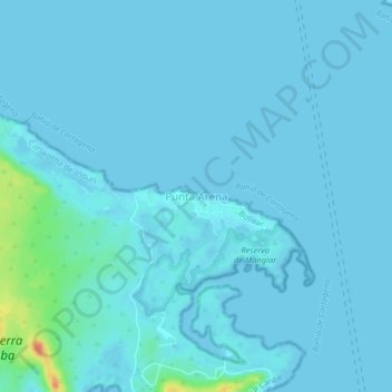 Mappa topografica Punta Arena, altitudine, rilievo
