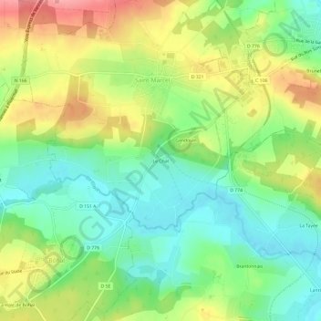 Mappa topografica Le Chat, altitudine, rilievo