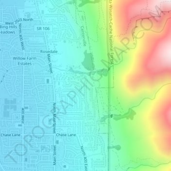 Mappa topografica Mount Lebannon Acres, altitudine, rilievo