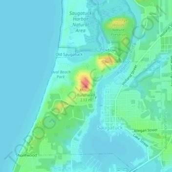 Mappa topografica Mount Baldhead, altitudine, rilievo