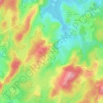 Mappa topografica Les Salles, altitudine, rilievo