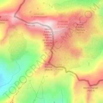 Mappa topografica Col de Serre, altitudine, rilievo