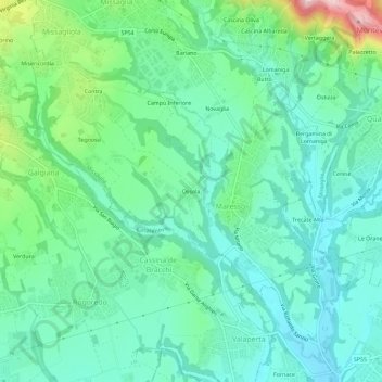 Mappa topografica Ossola, altitudine, rilievo