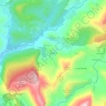 Mappa topografica Les Henry, altitudine, rilievo