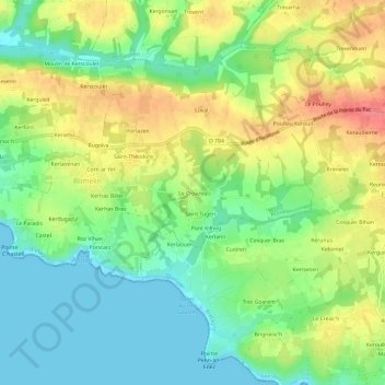 Mappa topografica Le Croazou, altitudine, rilievo