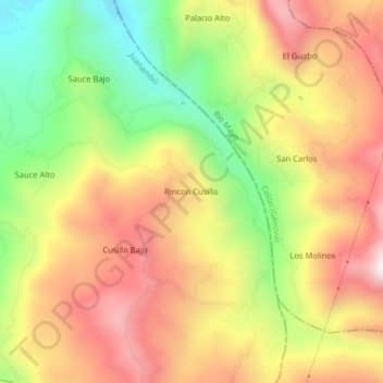Mappa topografica Rincon Cusillo, altitudine, rilievo