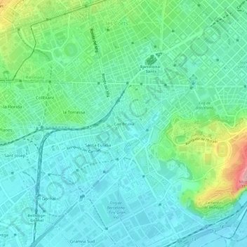 Mappa topografica Can Bruixa, altitudine, rilievo