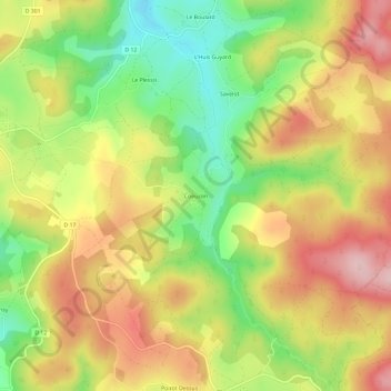 Mappa topografica Coeuzon, altitudine, rilievo