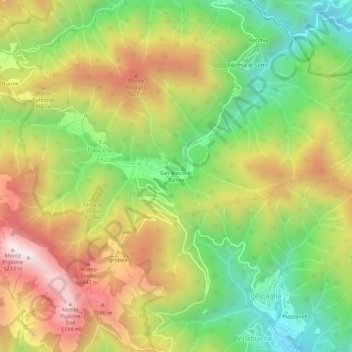 Mappa topografica San Rocco in Turrite, altitudine, rilievo