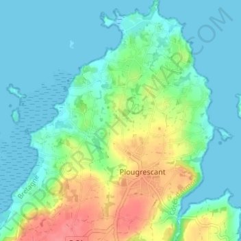 Mappa topografica Kernevez Hent Castel Meur, altitudine, rilievo