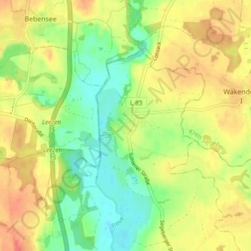 Mappa topografica Sühlen, altitudine, rilievo