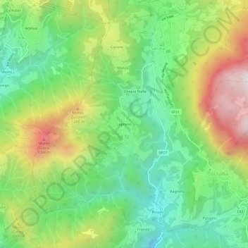 Mappa topografica Lepreno, altitudine, rilievo