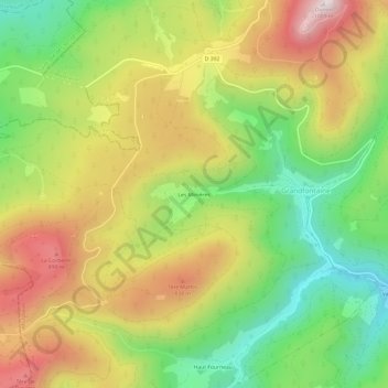 Mappa topografica Les Minières, altitudine, rilievo