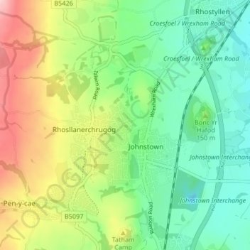 Mappa topografica Ponciau, altitudine, rilievo