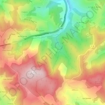 Mappa topografica Les Lagnières, altitudine, rilievo