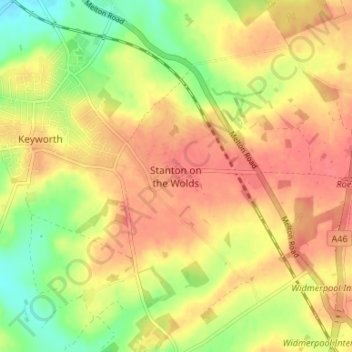 Mappa topografica Stanton on the Wolds, altitudine, rilievo