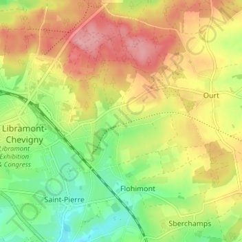 Mappa topografica Presseux, altitudine, rilievo