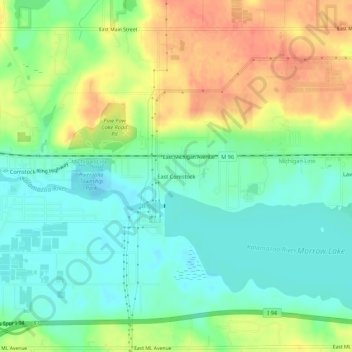 Mappa topografica East Comstock, altitudine, rilievo