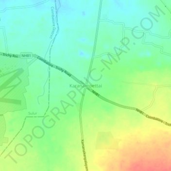 Mappa topografica Karanampettai, altitudine, rilievo