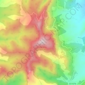 Mappa topografica Monte Fuscaldo, altitudine, rilievo