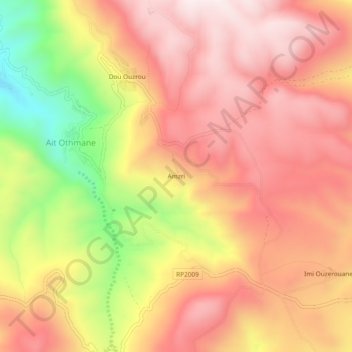 Mappa topografica Amzri, altitudine, rilievo