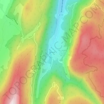 Mappa topografica Rousset, altitudine, rilievo