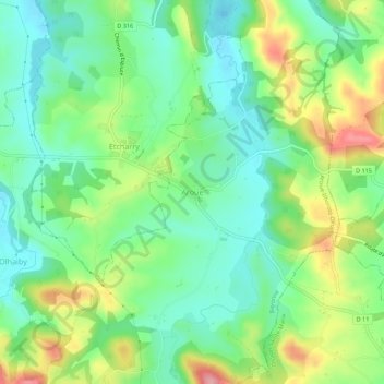 Mappa topografica Aroue, altitudine, rilievo