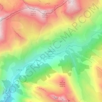 Mappa topografica Maljasset, altitudine, rilievo