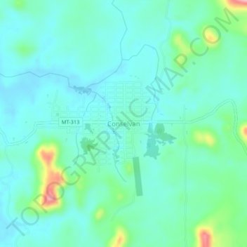 Mappa topografica Conselvan, altitudine, rilievo
