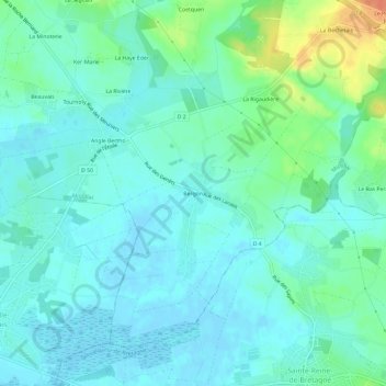 Mappa topografica Bergon, altitudine, rilievo