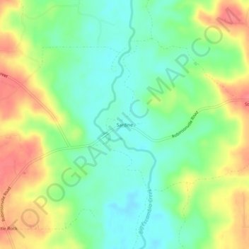 Mappa topografica Sardine, altitudine, rilievo
