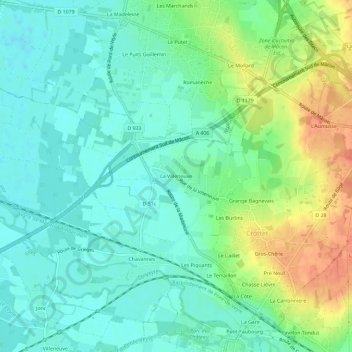 Mappa topografica La Villeneuve, altitudine, rilievo