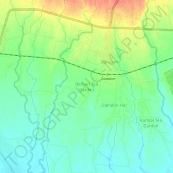 Mappa topografica Betbari Tea Garden, altitudine, rilievo