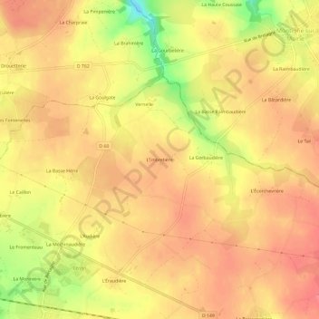 Mappa topografica L'Imbretière, altitudine, rilievo