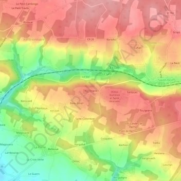 Mappa topografica Bel Orient, altitudine, rilievo