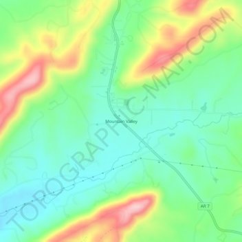 Mappa topografica Mountain Valley, altitudine, rilievo