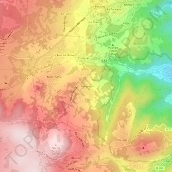 Mappa topografica Solagnat, altitudine, rilievo