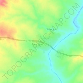 Mappa topografica Mayo Galke, altitudine, rilievo