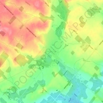 Mappa topografica Hillsburgh, altitudine, rilievo
