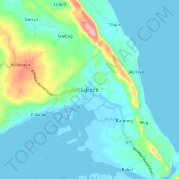 Mappa topografica Salcedo, altitudine, rilievo